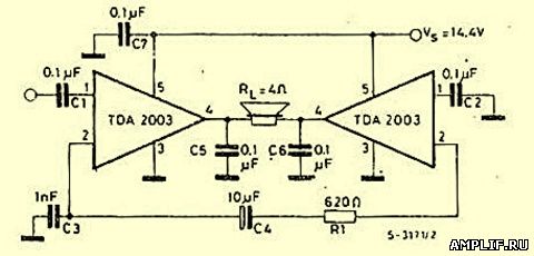 Микросхема TDA2003 - усилитель звука